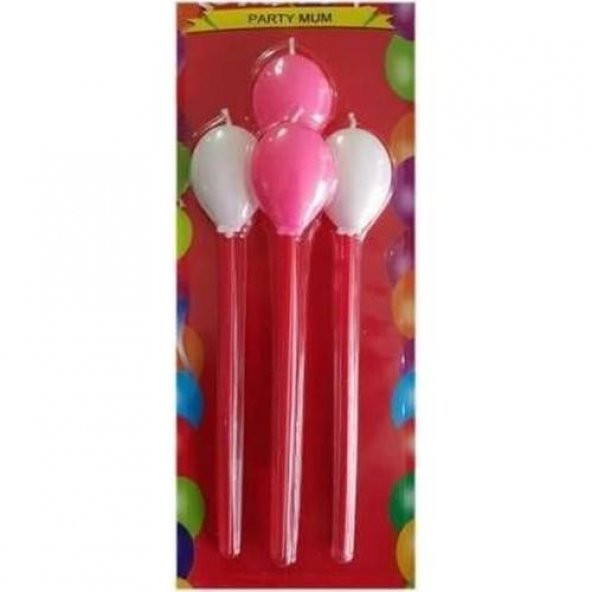 MUM BALONLU BEYAZ PEMBE 4 LÜ