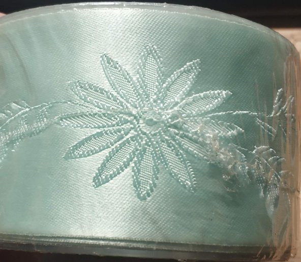 KURDELE SATEN YEŞİL DESENLİ 5CM