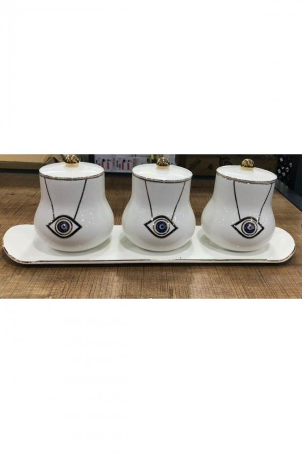 MONDECOR GNY008 NAZAR BONCUĞU 3LÜ BAHARAT TAKIMI BEYAZ - 2