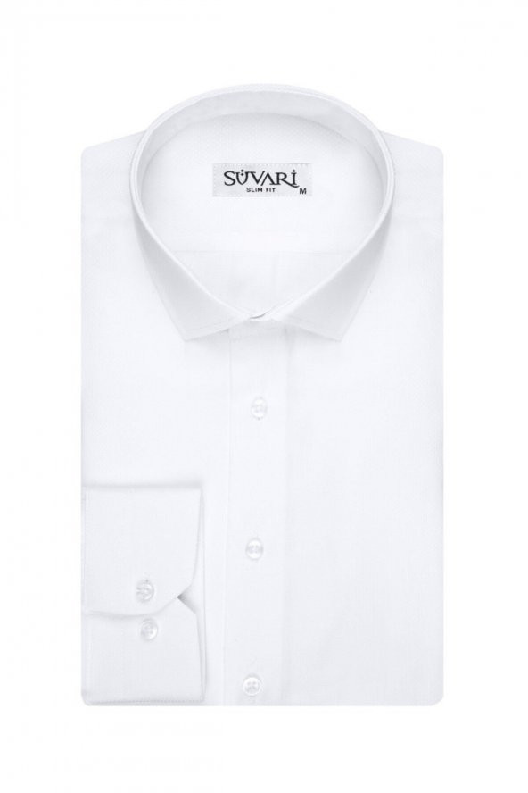 Armür Desenli Slim Fit Beyaz Erkek Gömlek ürün görseli