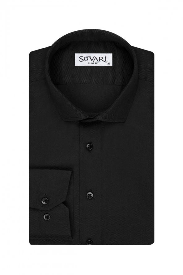 Armür Desenli Slim Fit Beyaz Erkek Gömlek - Resim 3