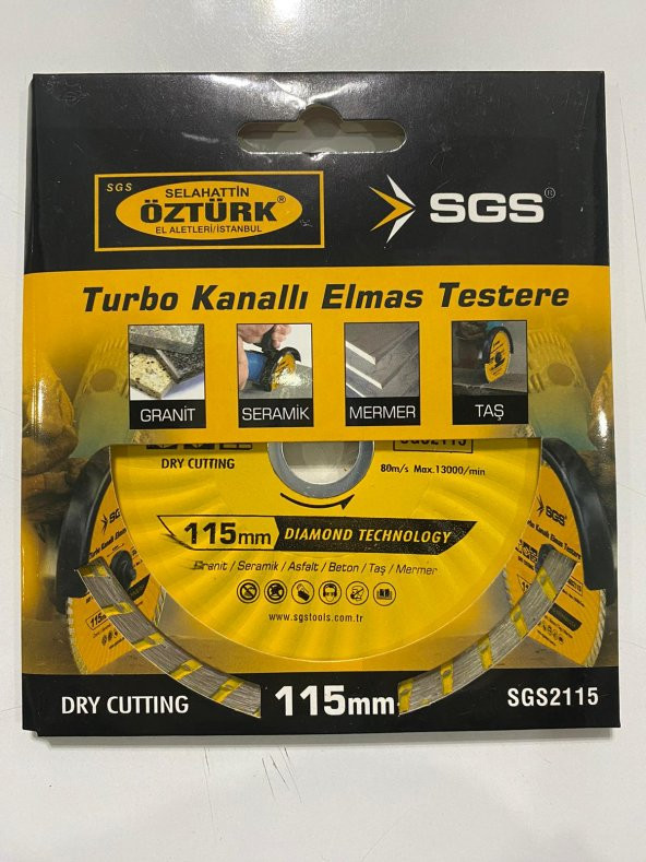 KANALLI ELMAS TESTERE TURBO 115 MM SGS