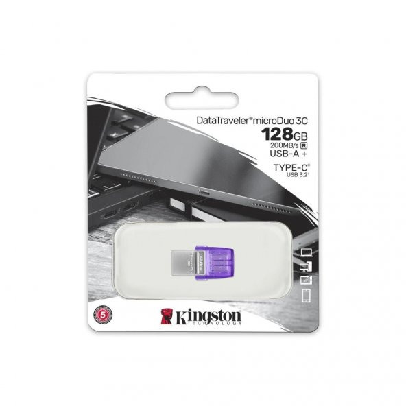 Kingston Dtduo3cg3-128Gb Datatraveler Microduo 3C 200Mb-S Dual Usb-A + Usb-C Flash Bellek - 2