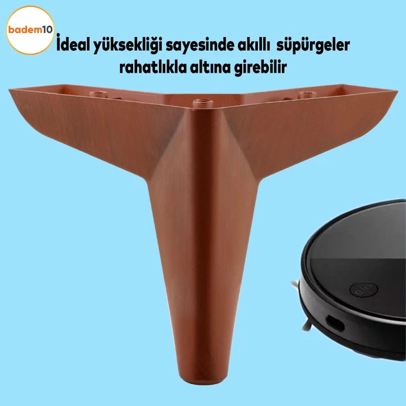 Napoli Lüks Mobilya Kanepe Sehpa Puf Koltuk Ayağı 14 Cm Kahverengi Ahşap Desenli Baza Ayakları - 2
