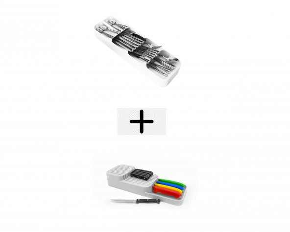 2 Sıra Bıçaklık + 5 Bölmeli Çekmece Içi Kaşıklık 2 Li Düzenleyici Set