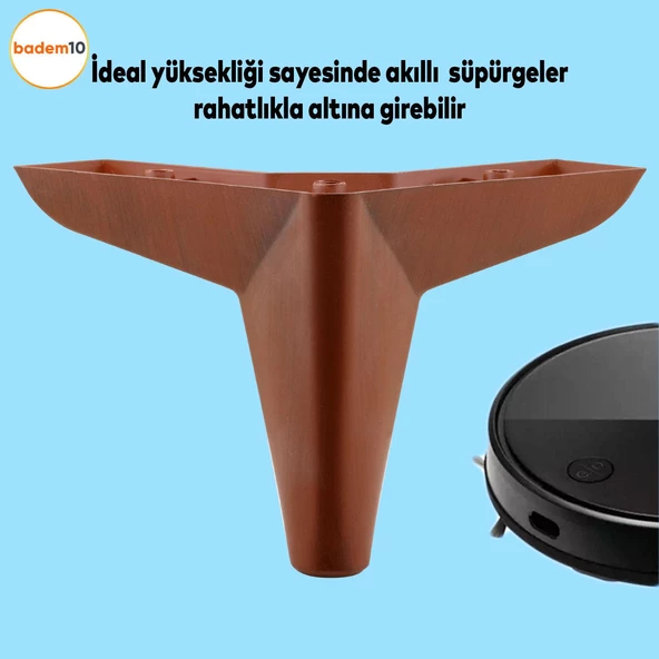 Napoli Lüks Mobilya Kanepe Sehpa Puf Koltuk Ayağı 12 Cm Kahverengi Ahşap Desenli Baza Ayakları - 2