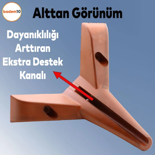 Napoli Lüks Mobilya Kanepe Sehpa Puf Koltuk Ayağı 12 Cm Kahverengi Ahşap Desenli Baza Ayakları - 3