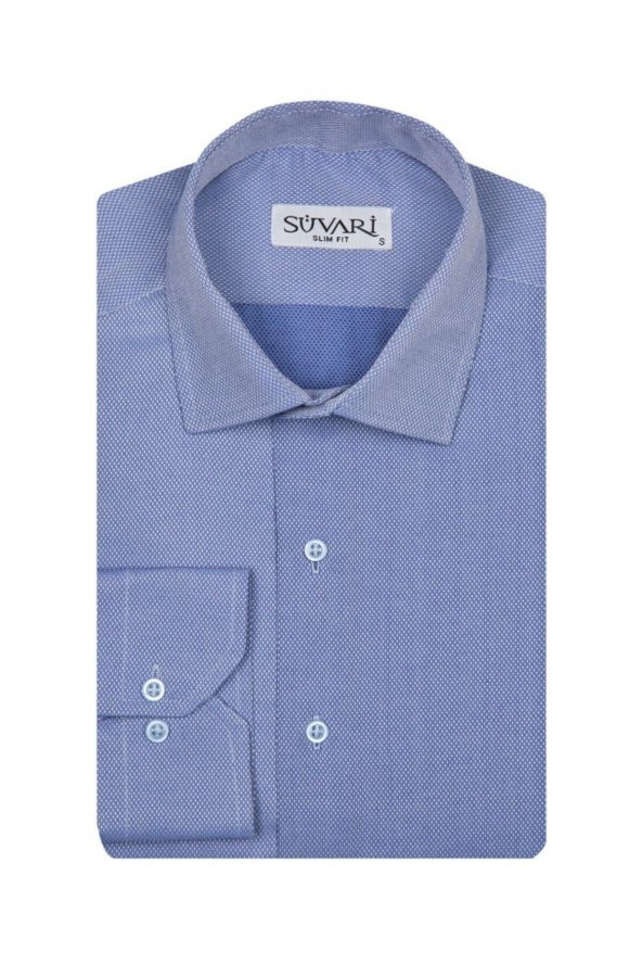 Slim Fit Armür Desenli Erkek Gömlek