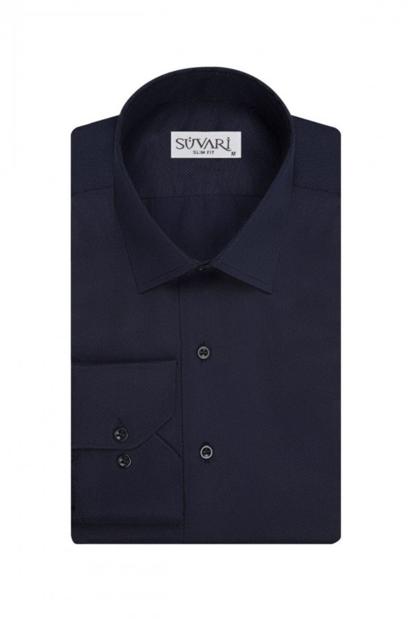 Slim Fit Armür Desenli Erkek Gömlek