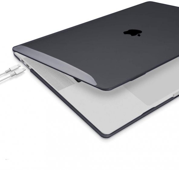 Apple 13" Macbook Air M2 A2681 Kristal Siyah Kılıf Koruyucu Kapak + Usb Çevirici