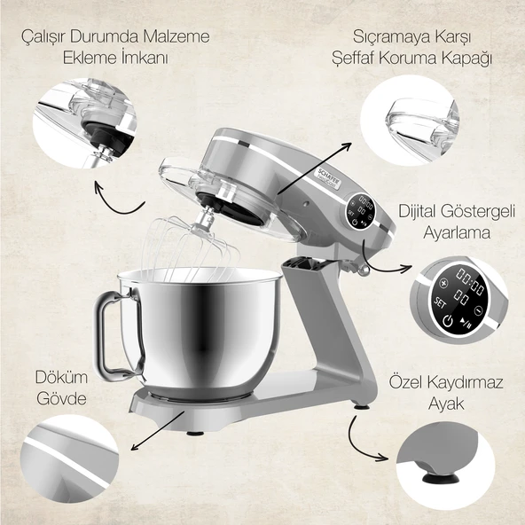 Schafer NeoCast Dijital Döküm Stand Mikser 6 L-Gümüş - 6