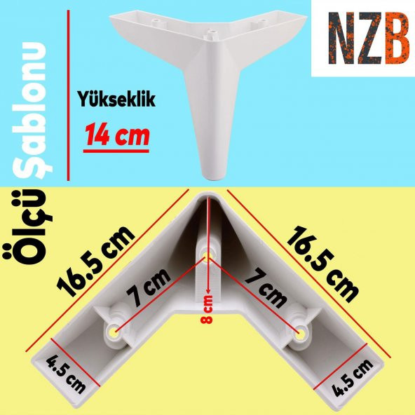 Lüks Mobilya Kanepe Sehpa Puf Koltuk Ayağı 14 cm Beyaz Baza Ayak - 5