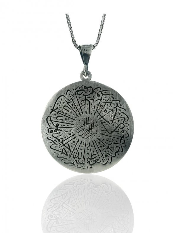 Mührü Süleyman Davut Yıldızı Fatiha Suresi Madalyon 925 Gümüş Kolye - Resim 3