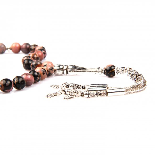 Rodonit Doğal Taş Tesbih 8 mm Küre Kesim - Resim 2