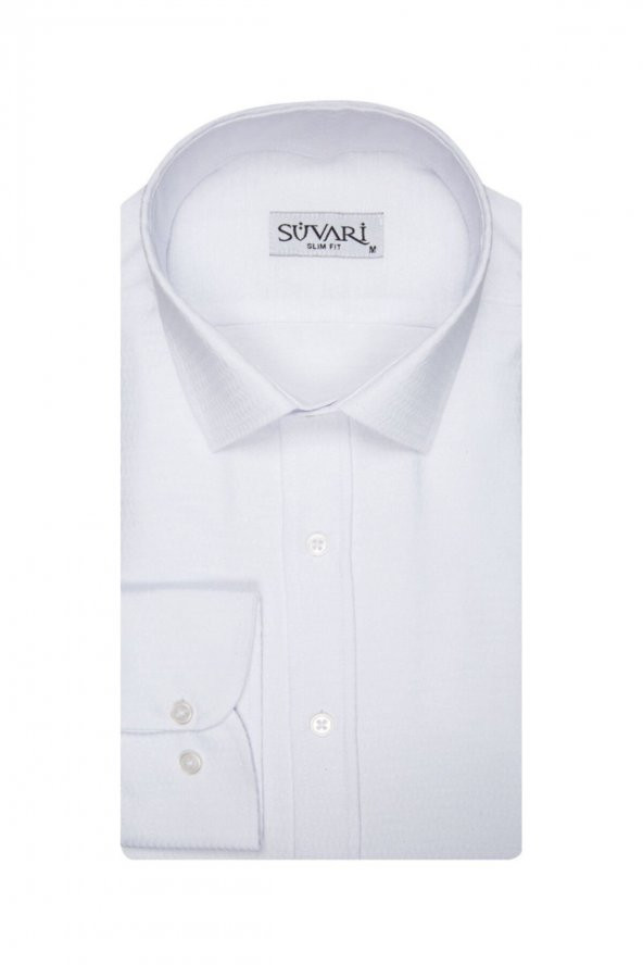 Slim Fit Armür Desenli Erkek Gömlek