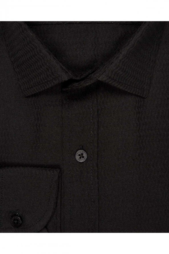 Slim Fit Armür Desenli Erkek Gömlek - Resim 4