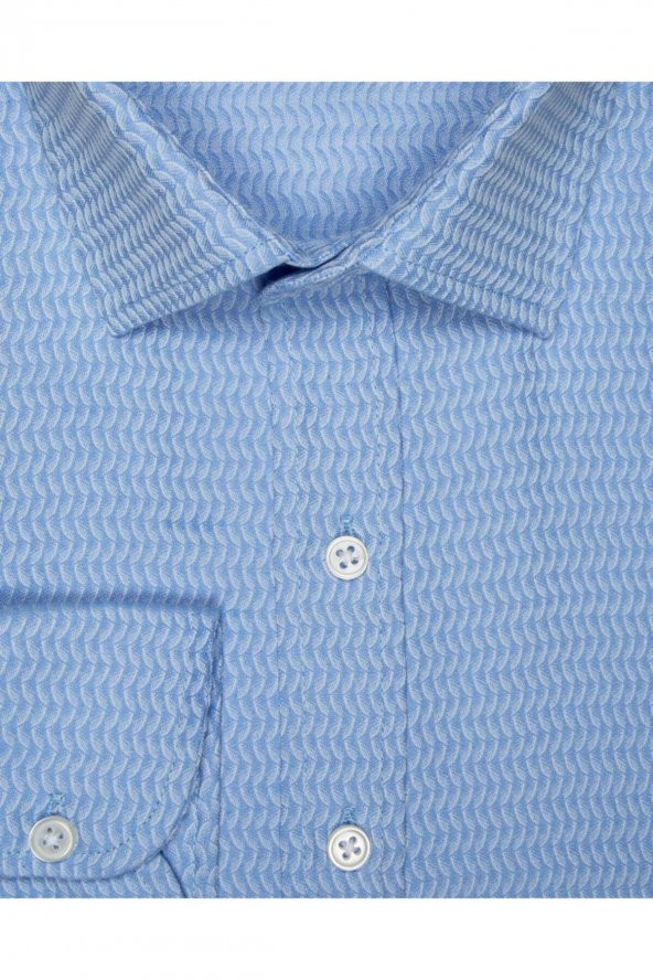 Slim Fit Armür Desenli Erkek Gömlek - Resim 6