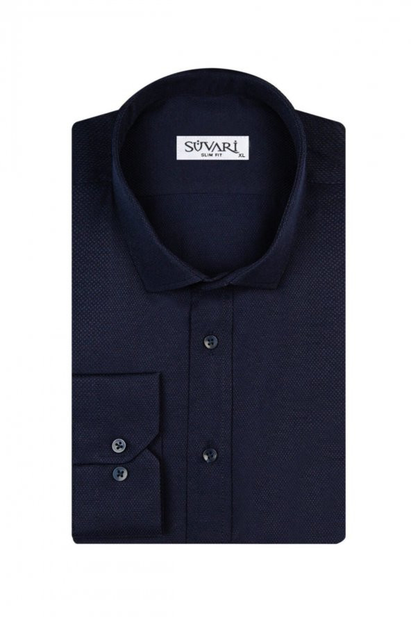 Slim Fit Armür Desenli Erkek Gömlek - Resim 2