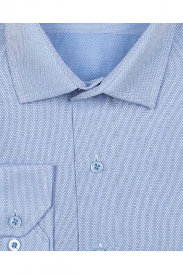 Slim Fit Armür Desenli Erkek Gömlek - Resim 3