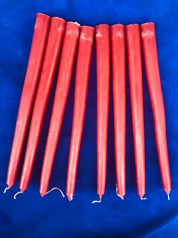 Kırmızı Şamdan Mumu - 26cm x 22mm Şamdan Konik Mum - 3