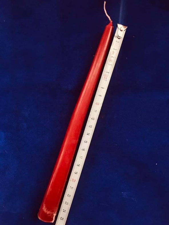 Kırmızı Şamdan Mumu - 26cm x 22mm Şamdan Konik Mum - 5