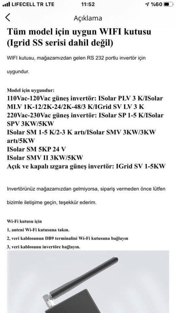 Easun Solar İnverter Wifi Kontrol Kutusu RS232 Portlu - Güneş Paneli Solar İnverter Wifi Box - 6
