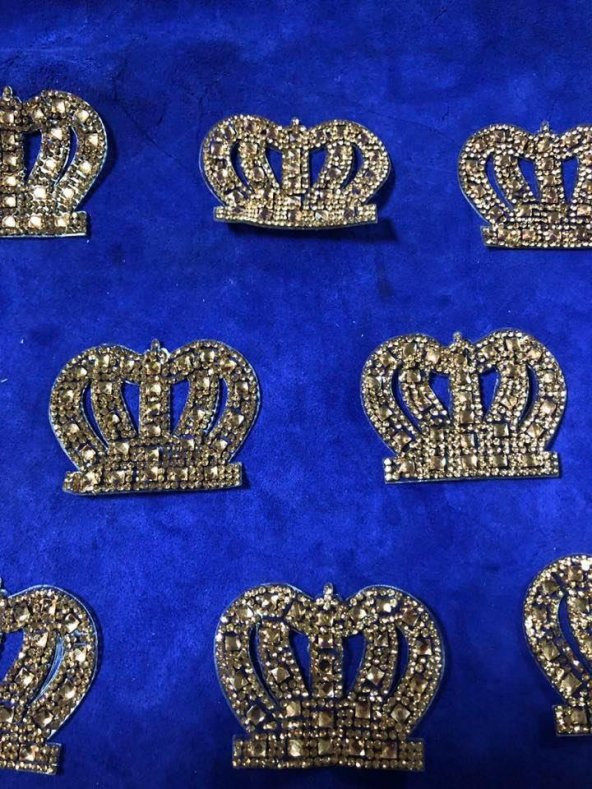 Kristal Sarı Taşlı Taç 6x4,5 cm - Şapka Kıyafet Taşlı Aksesuar