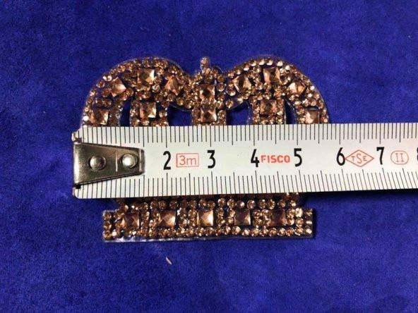 Kristal Sarı Taşlı Taç 6x4,5 cm - Şapka Kıyafet Taşlı Aksesuar - 3