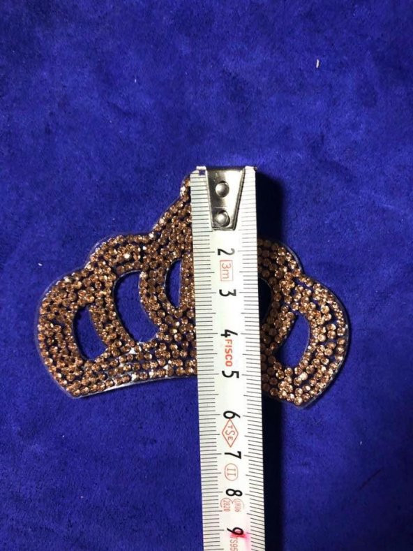 Kristal Sarı Taşlı Taç 8x5 cm - Şapka Kıyafet Taşlı Aksesuar - 7