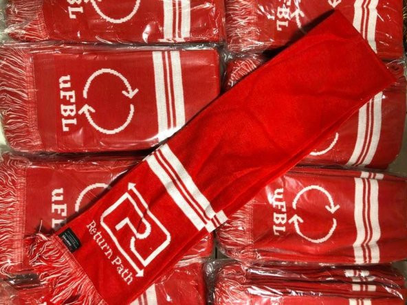 Çift Yönlü Örgü Atkı - Kırmızı Beyaz Atkı - 3