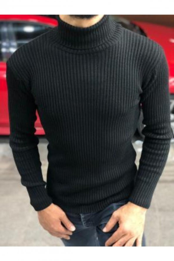 Boğazlı Slim Fit Triko Kazak - 4