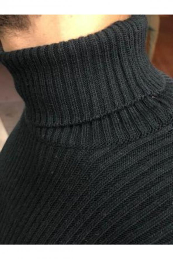 Boğazlı Slim Fit Triko Kazak - 5