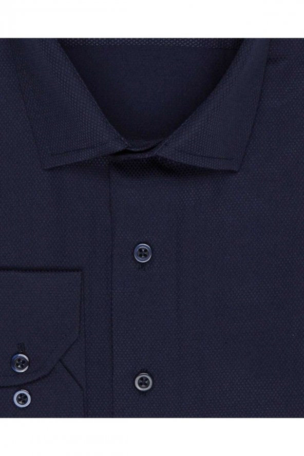 Slim Fit Armür Desenli Erkek Gömlek - 4