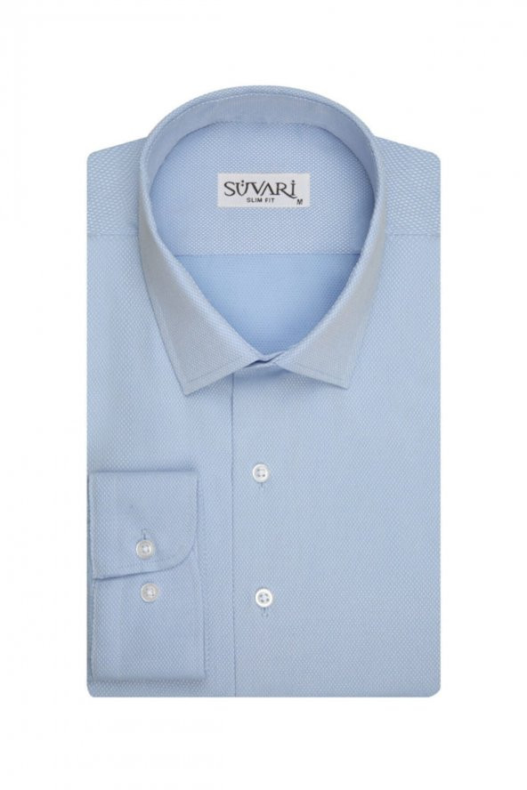 Slim Fit Armür Desenli Erkek Gömlek