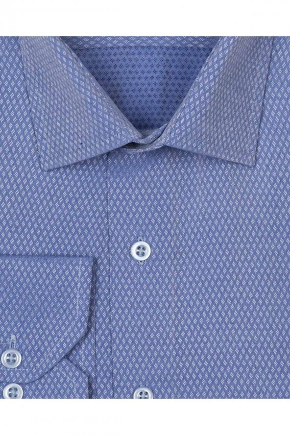 Bol Kesim Armürlü Beyaz Erkek Gömlek - Resim 4