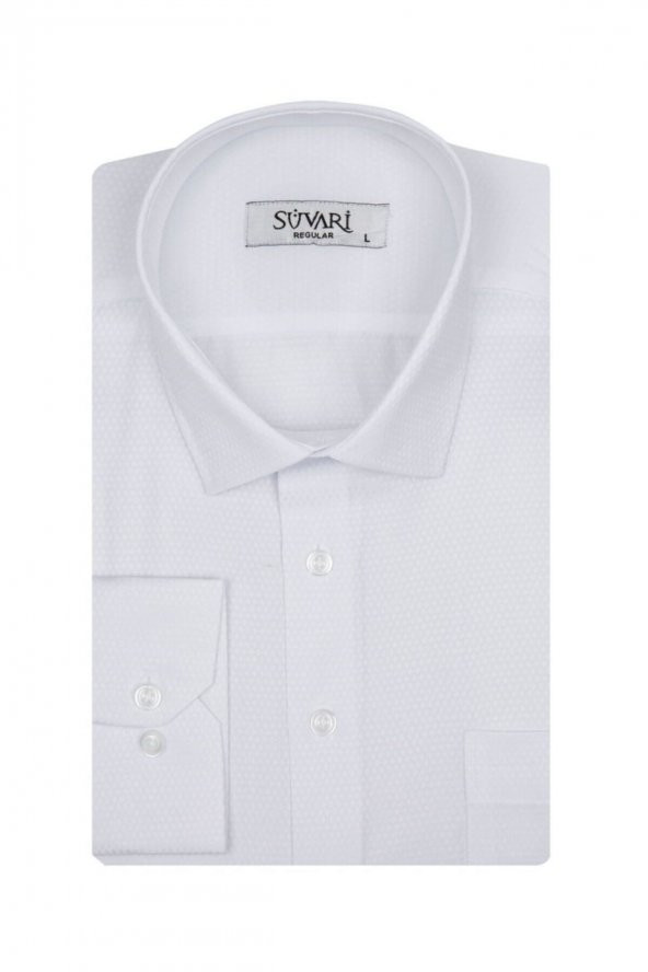 Bol Kesim Armürlü Beyaz Erkek Gömlek ürün görseli