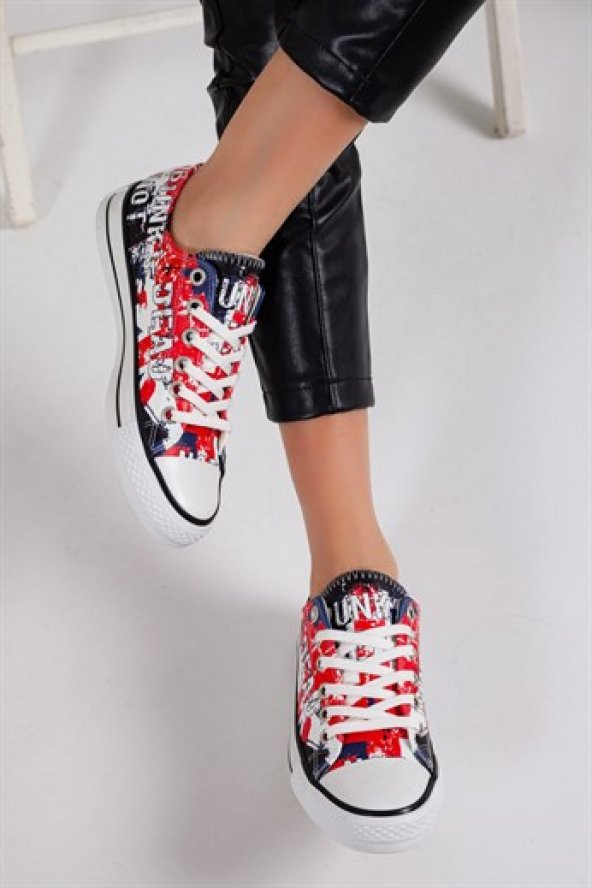 6214 Baskılı Renkli Punks Desen Sneakers