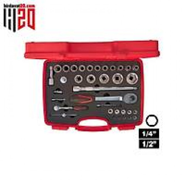 İzeltaş 1/4"-1/2" Altı Köşe Lokma Anahtar Takımı 35 Parça - 1113001038