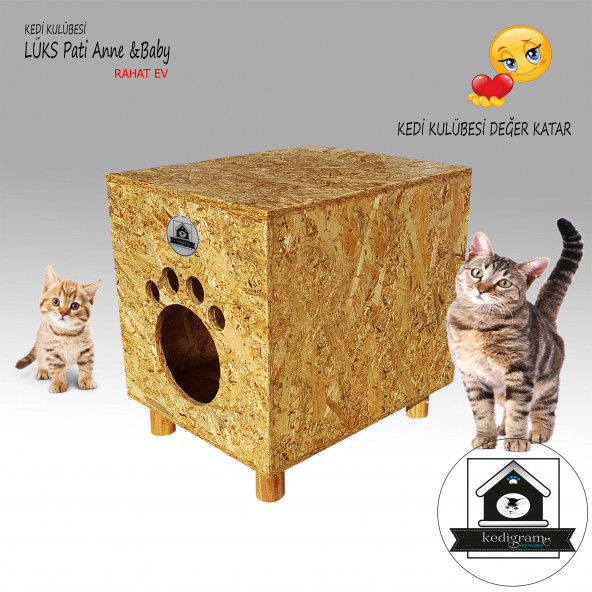 Kedi Evi Kedi Kulübesi LÜKS PATİ - Anne ve Bebekler