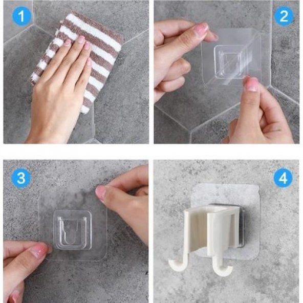 Banyo Duş Başlığı Tutucu ve Lif Askısı Kendinden Yapışkanlı - 4