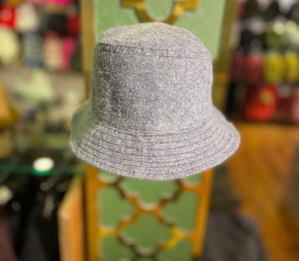 Salarticaret Unısex Kaşe Gri Bucket Kova Şapka