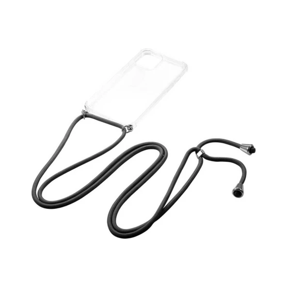 Samsung Galaxy J7 Boyun Askılı Şeffaf Tank Kılıf Siyah-Beyaz - Resim 2