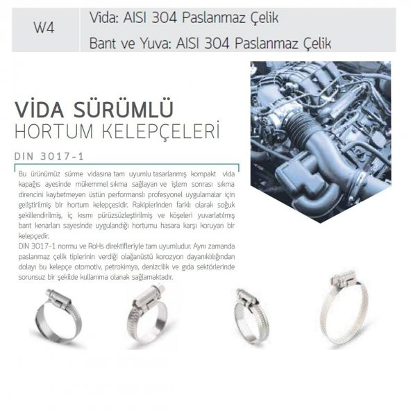 Mikalor 3 Adet W4 Hortum Kelepçesi 20-32 mm 304 Klt. Paslanmaz - 3