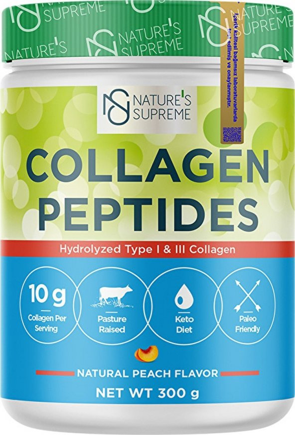 Natures Supreme Collagen Peptides Powder 300 Gr Şeftali - 1