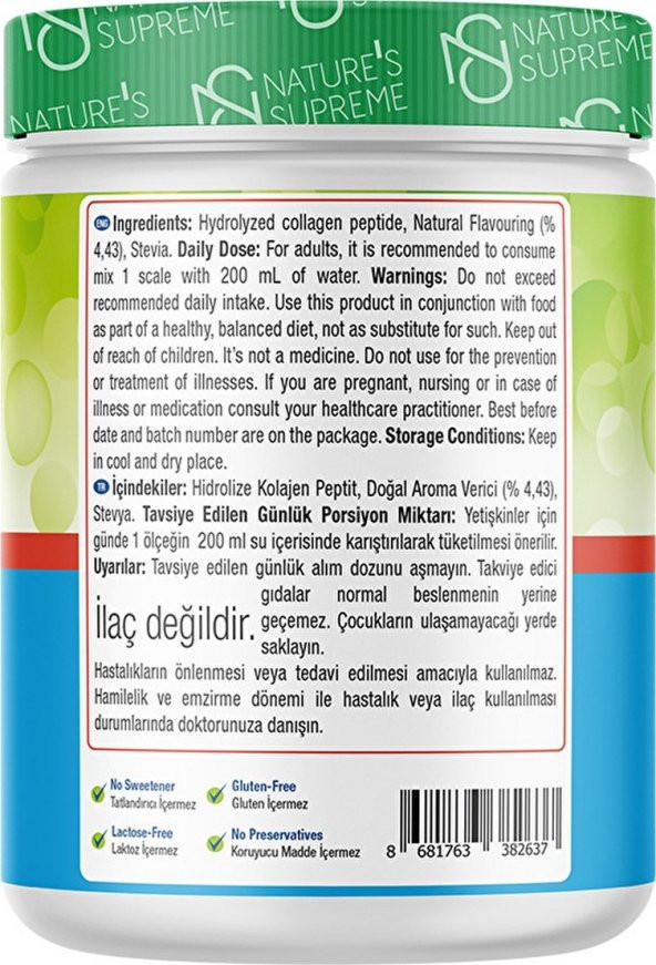 Natures Supreme Collagen Peptides Powder 300 Gr Şeftali - 3