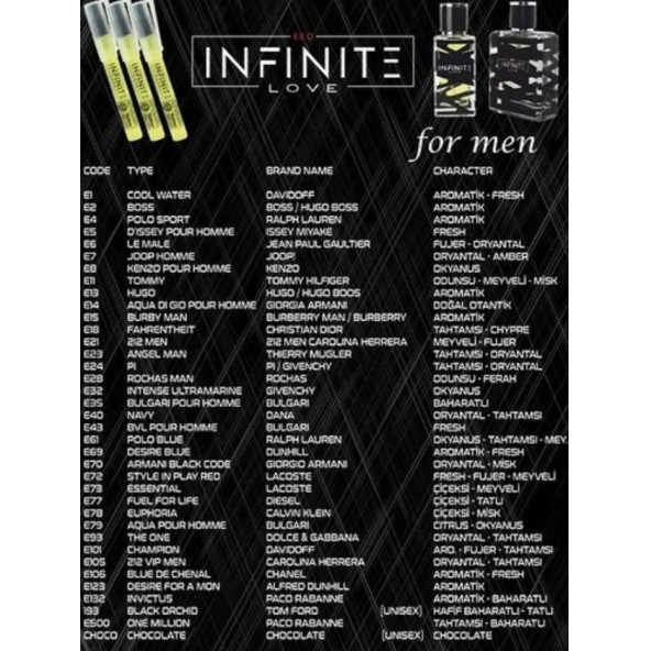 INFINITE LOVE E70 Edp 50 ml Erkek Parfüm Oryantal-Misk Armanı Black Code - 2