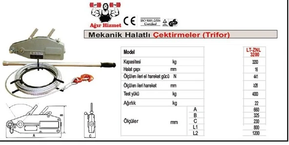 Biglift Trifor 1600 KG 1.6 TON 20 METRE HALATLI - Resim 2