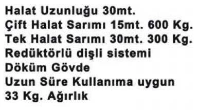 Max Extra Şaryolu Endüstriyel Vinç Monofaze 300/600 kg - Resim 2