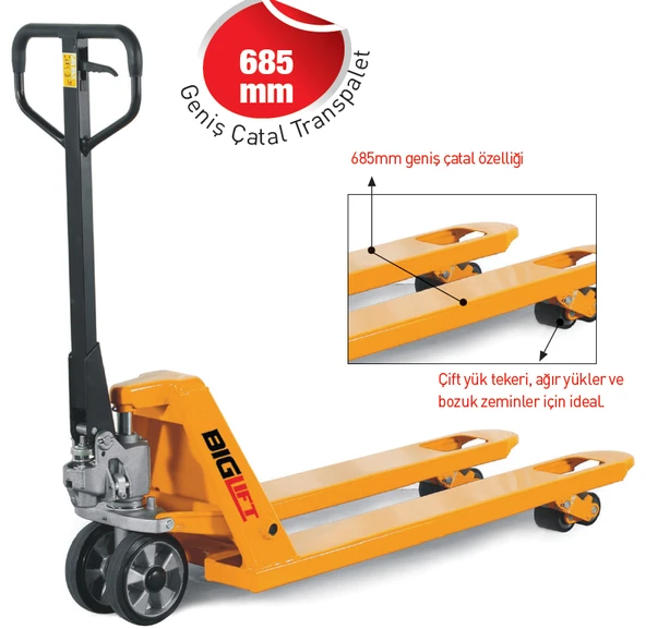BigLift RM-ACYG25 Transpalet 2500 Kg İki Çatal Uzunluğu 122 Cm - Resim 2