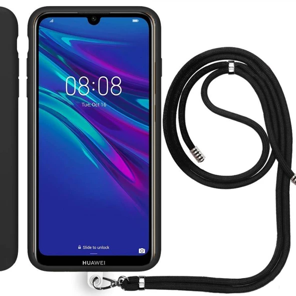 Huawei P Smart 2019 İp Askılı Silikon Kılıf Siyah